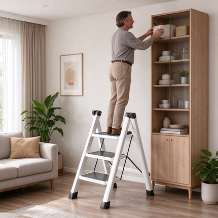 330Lbs Capacity 3 Step Folding Step Ladder Anti Slip Portable Step Stool for Adult Home Closet