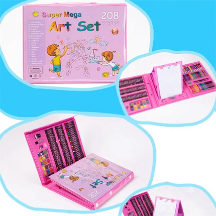 208PCS   Art Set Box Case Paint Draw Drawing Colour Pencils Pastels Gift Kit