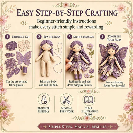 Fairy Patchwork DIY Collection,Fun Flower Fairies Patchwork Sewing Craft Kit