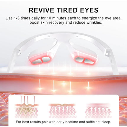 3D Eye Red Light Therapy Under-Eye Glasses for Removal Eye Wrinkles Dark Circles