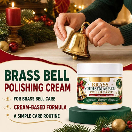 2Pcs Brass Bell and Copper Polish Cream with Sponge, for Christmas Bell Tarnish