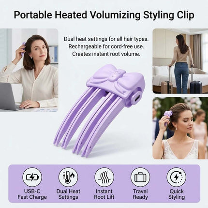 Electric Cordless Heated Hair Volume Clip - Root Clips for Curly Hair Volume Purple