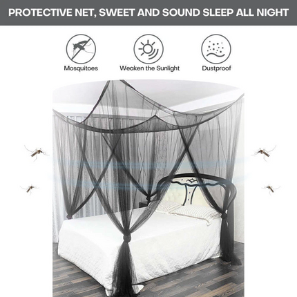 Portable Camping 4-Corner Post Bed Canopy Mosquito Net Indoor Outdoor Insect Net