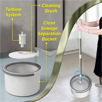 2 Spin Mop Heads & 360°Spinning Stainless Steel Spinning Mop Bucket Easy Clean