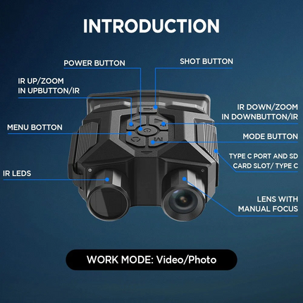 8X Zoom Digital Binoculars 4K Infrared Video Recording Night Vision Goggles AUU