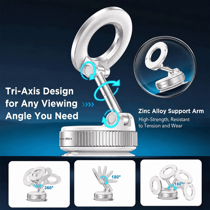 Foldable Car Phone Holder Vacuum Magnetic Suction 360° Rotate Windshield Screen