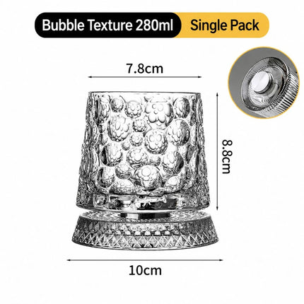 2026 New Whiskey Glasses Rotating Whisky Glass With Glass Base 360 Rotate Degree