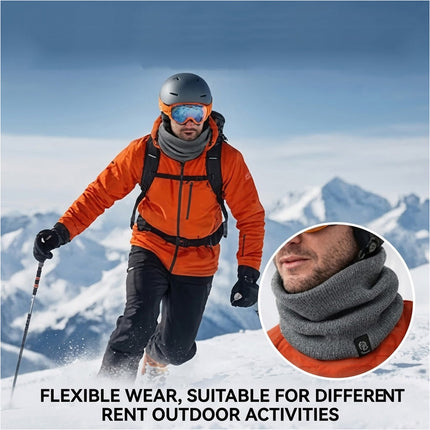 For Women Men Neck Warmer Tube Winter Knitted Scarf Thermal Warm Thicken Chunky Grey