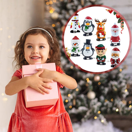 8 Pack Christmas Wind Up Walking Toys Metal Mechanical Figures Party Favors