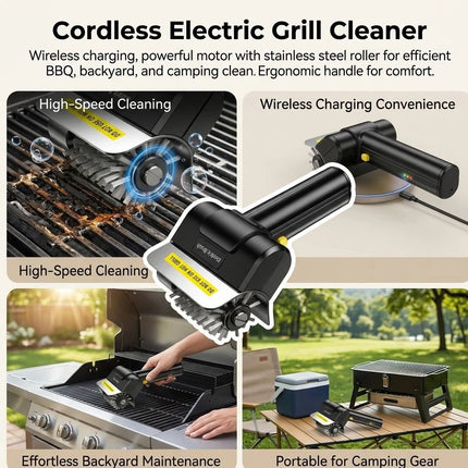 Electric Grill Brush Stainless Steel High Speed Roller Grill Cleaner Brush BBQ