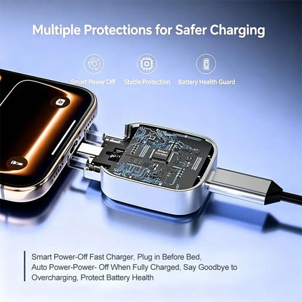 Type-C 140W Auto Disconnect Charging Adapter Fast Charge Mechanical Cut-Off - Silver White