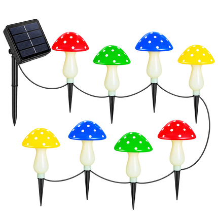 Solar Mushroom Lights LED Fairy String Light Outdoor Garden Path Xmas Decor Lamp