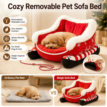 Dog Sleigh Bed, Santa Sleigh Dog Bed,Christmas Sleigh-Shaped Dogs Beds AU