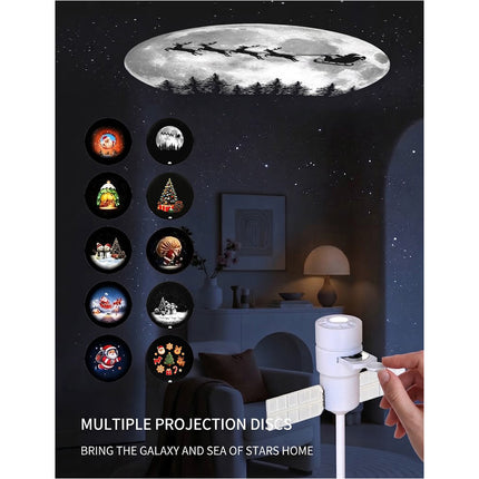 2in1 Plug and Play HD Star Projector Night Light Christmas 360° Rotate