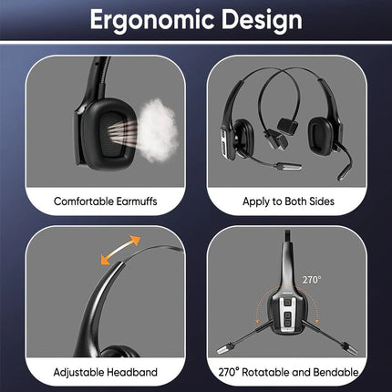 Bluetooth Headphones Noise Cancelling Microphone Trucker Bluetooth Headset