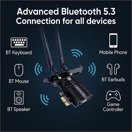 WiFi 6E PCIe Card Intel Chips Bluetooth 5.3 2.4G 5G 6GHz PC PCI Wireless Adapter