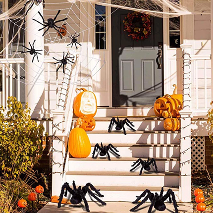 4Pcs Giant Spider Halloween Decoration Haunted House Prop Indoor Outdoor Party