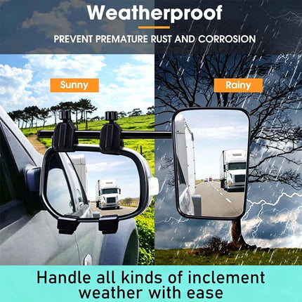 2x Towing Mirrors Pair Clip on Multi Fit Clamp On Towing Caravan 4X4 Trailer 4WD