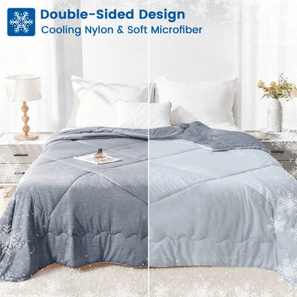 Summer Cooling Comforter Blanket, Cooling Silk-like Fabric Soft Touch Lightweight Quilt for Hot Sleepers