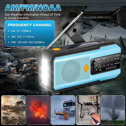 Hand Crank Dynamo Wind Up Solar Portable AM FM Radio USB Charger Light Torch