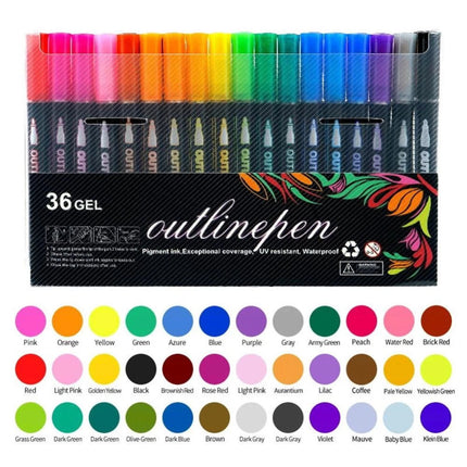 12/24/48PCS Outline Pens Metallic Coloring Lightstick Graffiti Pen Xmas Gifts