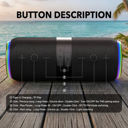 2-in-1 Splittable Bluetooth Speaker Portable Waterproof Wireless 10W