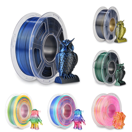 SILK PLA+ 3D Printer Filament 1.75mm 1.1KG, Dual-Color Tri-Colour Shiny for FDM