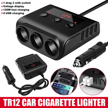 3 Way 12V 24V Multi Socket Car Cigarette Lighter Splitter USB Charger Adapter
