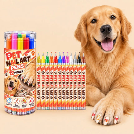 12 Colors Water Based Pet Nail Art Pens Quick Dry  Nail Pens Set