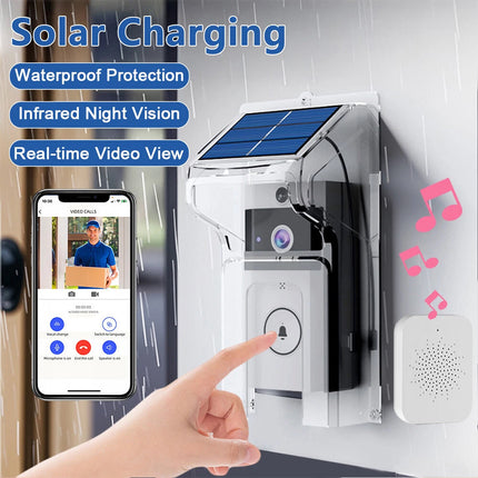 Waterproof Solar Charging Camera Intercom Rain Cover Wireless Video Doorbell