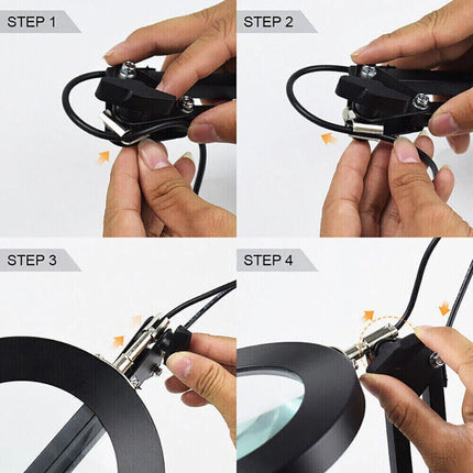 10X Magnifying Glass Desk Light Magnifier LED Lamp Reading Lamp With Base& Clamp