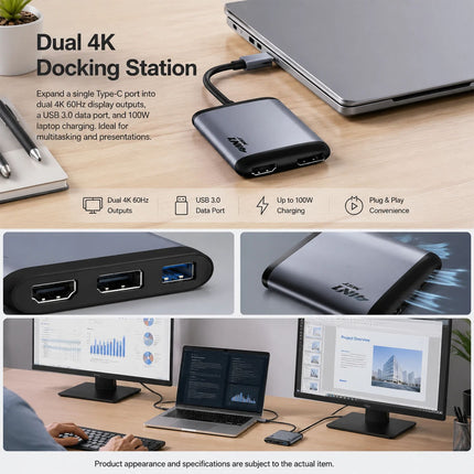 Type C to USB-C HDMI USB 3.0 Adapter Converter Cable 3 in 1 Hub For MacBook AIR