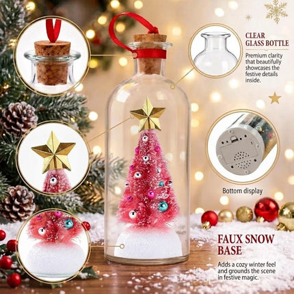 Christmas Tree Message in a Bottle with LED Voice Recording Message Decors  （1PCS Pink）