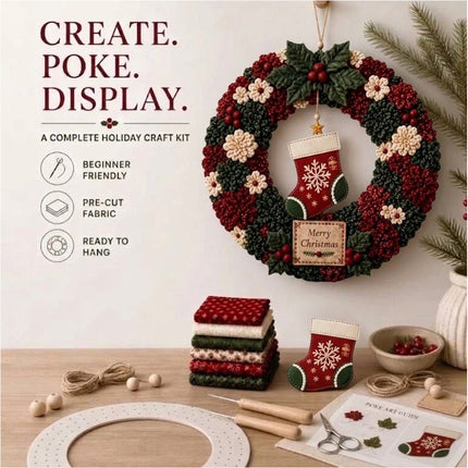 3D Fabric Christmas stocking Wreath 30CM DIY Xmas Garland Baubles Ornaments Party