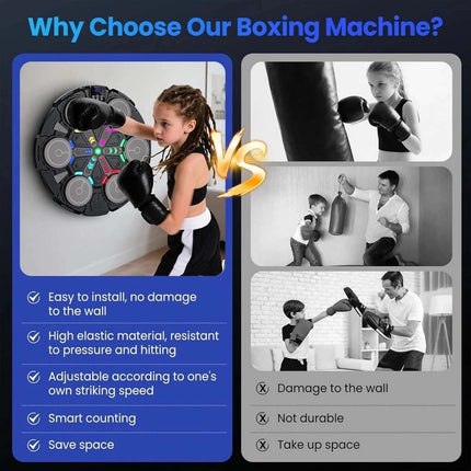 Music Punching Machine Bluetooth Wall Mounted Boxing Trainer Toy