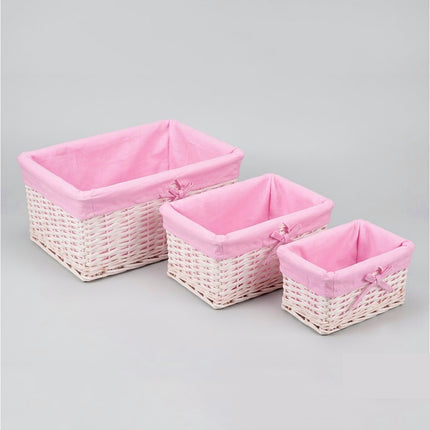 3-Piece Wicker Picnic Basket Set Multifunctional Storage Organiser