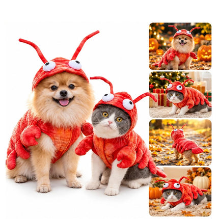 Dog Lobster Costume Pet Cat Party Clothes Halloween Cosplay Dress, Puppy Red