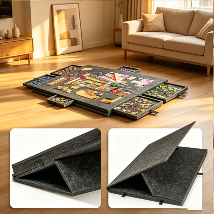 1000 PCS Felt Tilting Puzzle Board With 2-in-1 Designed Stand 6 Drawers Storage