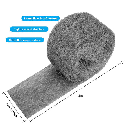 4Pcs Grade Steel Wire Wool 3.3m For Polishing Cleaning Remover Good 7 x 400cm