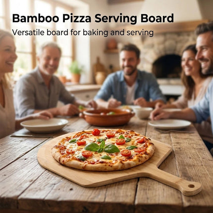 Pizza Peel, Wooden Pizza Paddle with Smooth Long Handle, Nonstick Serving Tray