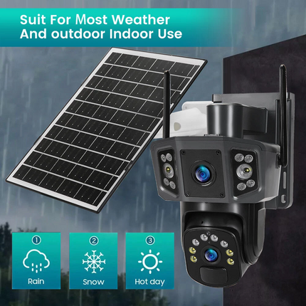9MP Wireless Dual-Lens Outdoor Solar Security Camera System PTZ IP WIFI CCTV Cam
