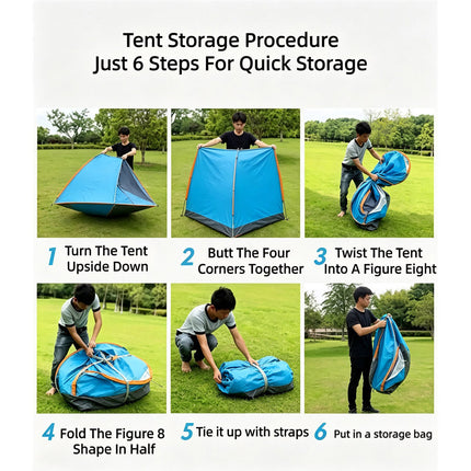 Outdoor Beach Hiking Camping Fishing Waterproof 2 or 3 People Camping Blue Tent