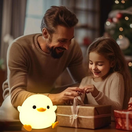 Cute Duck Shape Silicone LED Night Light, Dimmable Rechargeable Touch Lamp