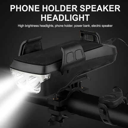 LED 4 In 1 Horn LED Bike Headlight Lamp Horn Power USB Rechargeable 3 Mode