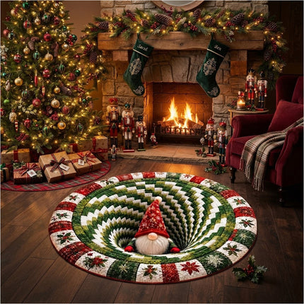 Christmas 2D Flat Printed Rug - Santa Claus Quilted Round Mat, Non-Slip Rugs 80CM