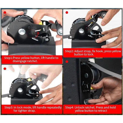 2PCS Automatic Retractable Ratchet Tie-Down Straps Self Retracting Straps