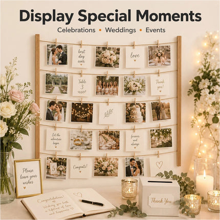 Wooden Hanging Photo Display Collage Frame with Pegs 76 x 66cm