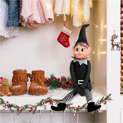 Christmas Elf Bend & Pose Black Plush Toy Bendable Naughty Elves Xmas Decor