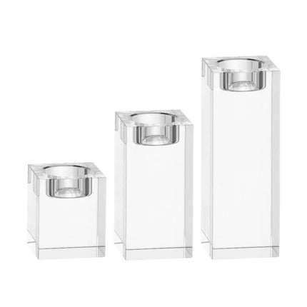 Modern Crystal Glass Cube Candle Holder Tealight Romantic Wedding Christmas Déco 3 Size/Set