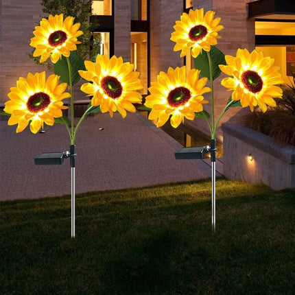 2x Solar Power Garden Stake Lights Sunflower LED Flower lawn Decor Lamp Outdoor